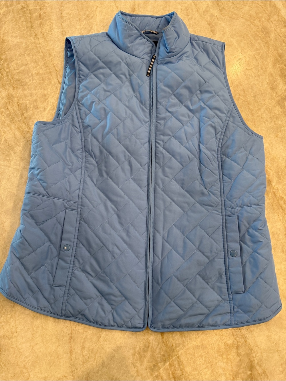 Talbots Quilted Light Blue Zip Vest